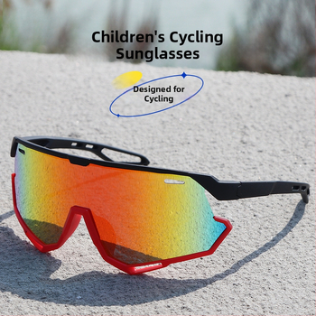 Bērnu velosporta brillēs ārējiem sporta veidiem, UV400 aizsardzība, pilns rāmis, lēcas PC, kvadrātveida forma