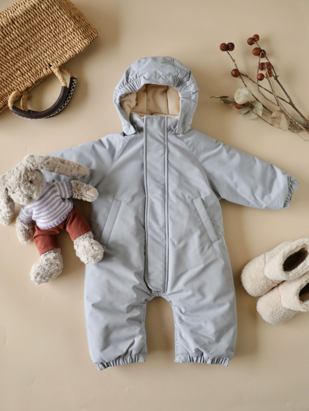 Unisex ziemas bieza flīsa romper ar rāvējslēdzēju, 100% poliesters, noņemama kapuce, garas piedurknes