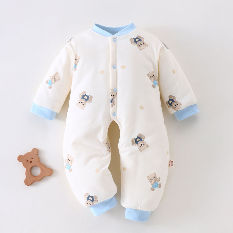 Vastsündinute romper avatud kroogiga, lekkimise kaitse, 100% puuvill, paksenenud materjal, sobib 0–12 kuud