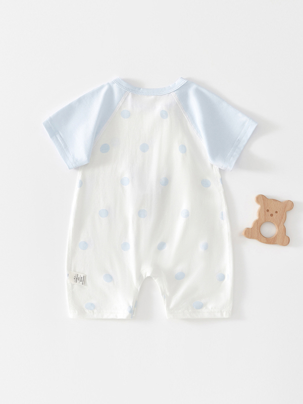 Zīdaiņa kokvilnas rompers ar īsiem piedurknēm, 100% kokvilna, slīpa aizdare