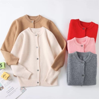 Vaikų megztas kardiganas iš triušių kailio, storas, su apvaliu kaklu, ilgomis rankovėmis, naujagimiams 0–12 mėnesių