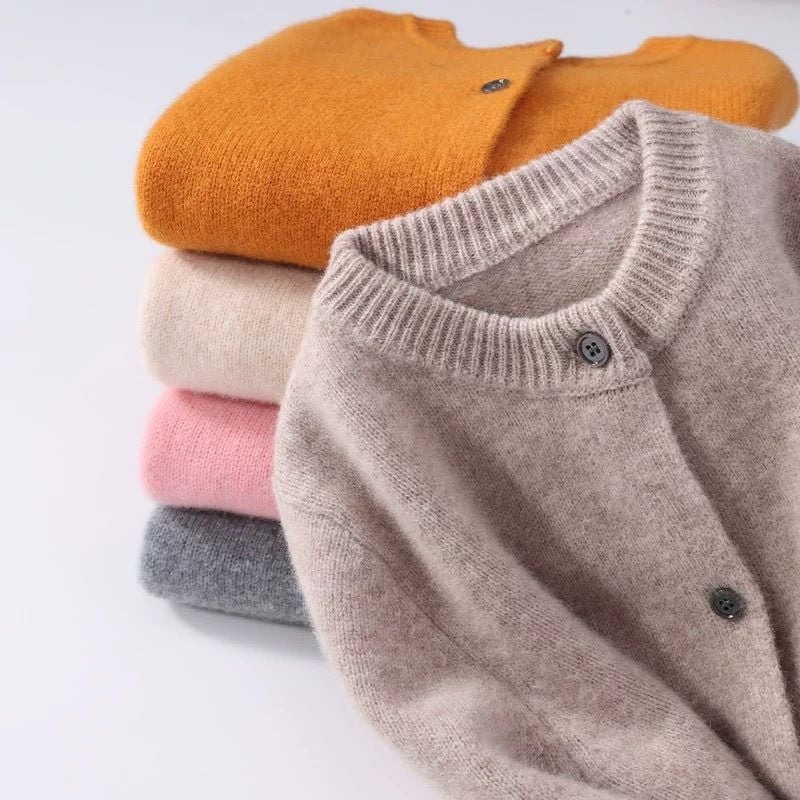 Vaikų megztas kardiganas iš triušių kailio, storas, su apvaliu kaklu, ilgomis rankovėmis, naujagimiams 0–12 mėnesių