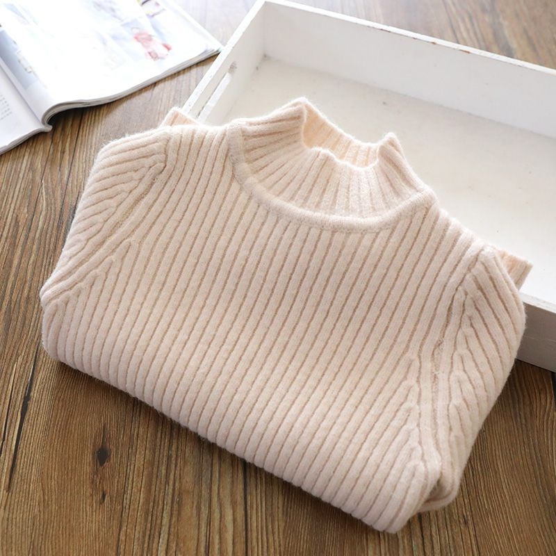 Bērnu biezi adīts džemperis, korejiešu stilā, pusaugstā kakla, garas piedurknes, 60% poliesteris, ziema, vecumam 3–8 gadi