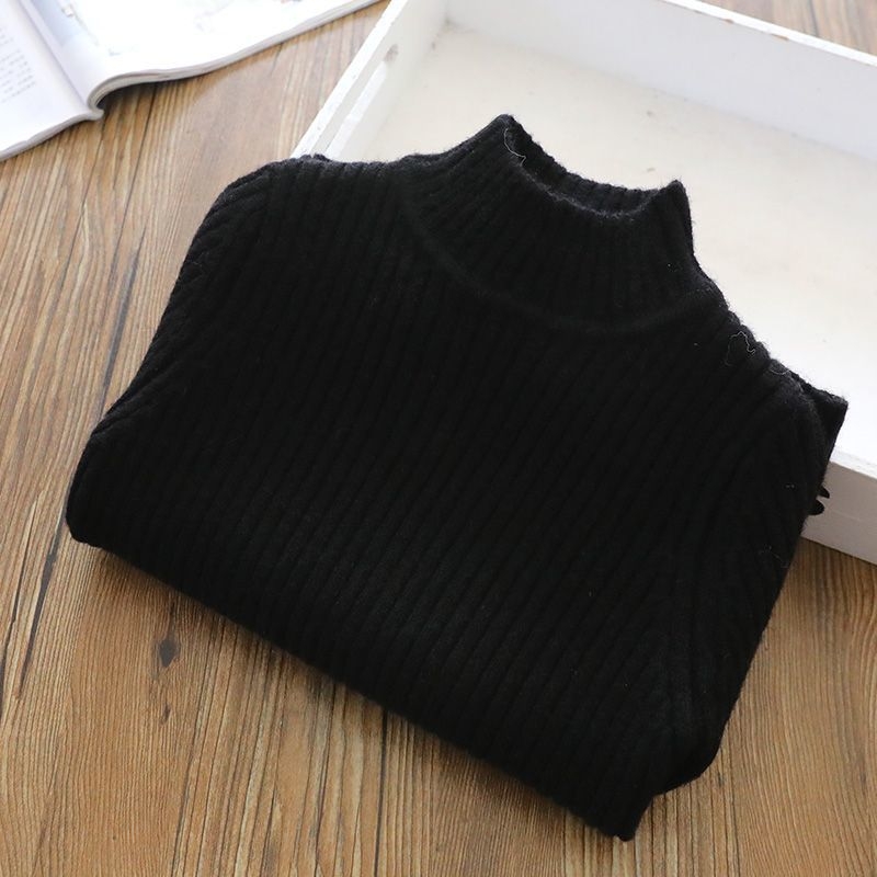 Bērnu biezi adīts džemperis, korejiešu stilā, pusaugstā kakla, garas piedurknes, 60% poliesteris, ziema, vecumam 3–8 gadi