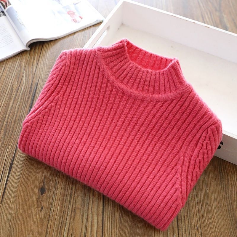 Bērnu biezi adīts džemperis, korejiešu stilā, pusaugstā kakla, garas piedurknes, 60% poliesteris, ziema, vecumam 3–8 gadi