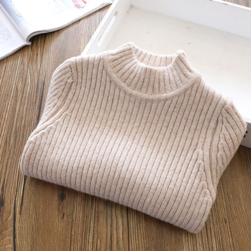 Bērnu biezi adīts džemperis, korejiešu stilā, pusaugstā kakla, garas piedurknes, 60% poliesteris, ziema, vecumam 3–8 gadi