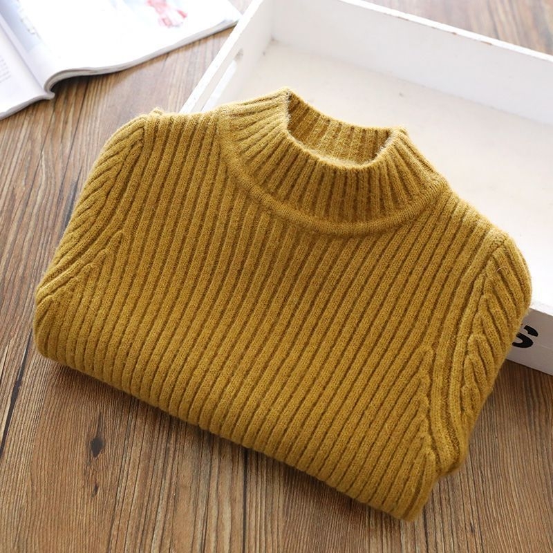 Bērnu biezi adīts džemperis, korejiešu stilā, pusaugstā kakla, garas piedurknes, 60% poliesteris, ziema, vecumam 3–8 gadi