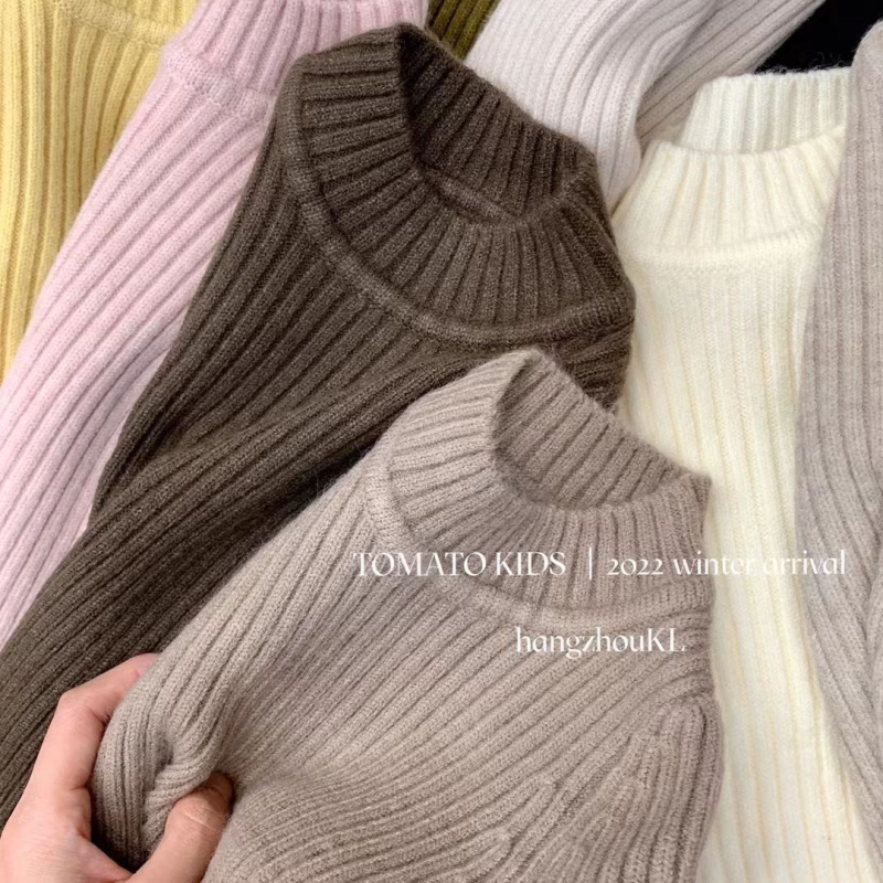 Bērnu biezi adīts džemperis, korejiešu stilā, pusaugstā kakla, garas piedurknes, 60% poliesteris, ziema, vecumam 3–8 gadi