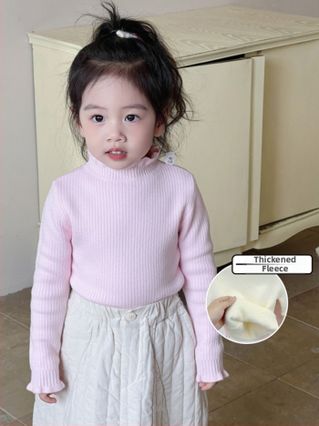 Vaikų megztinis su fliso pamušalu, unisex, ilgos rankovės, apvali kaklo linija, stores megztinis
