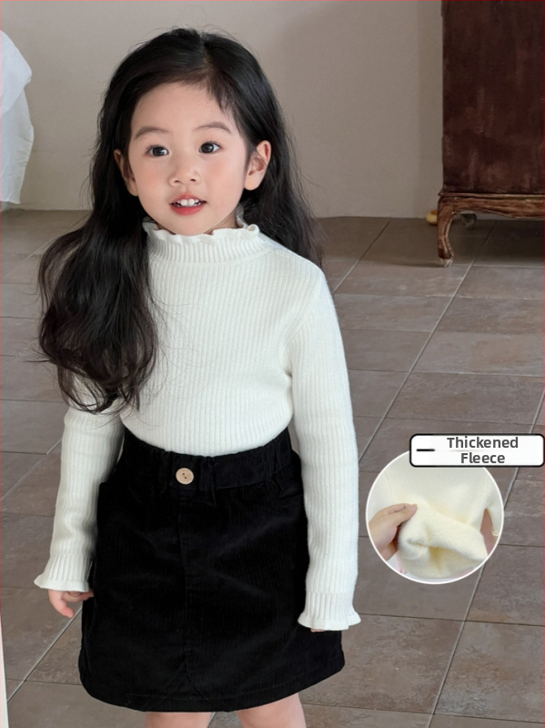 Detský pletený sveter s flísovou podšívkou, unisex, dlhé rukávy, okrúhly výstrih, hrubé pletenie