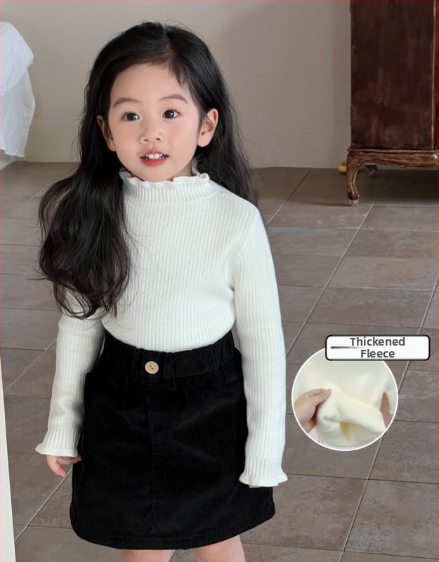 Vaikų megztinis su fliso pamušalu, unisex, ilgos rankovės, apvali kaklo linija, stores megztinis