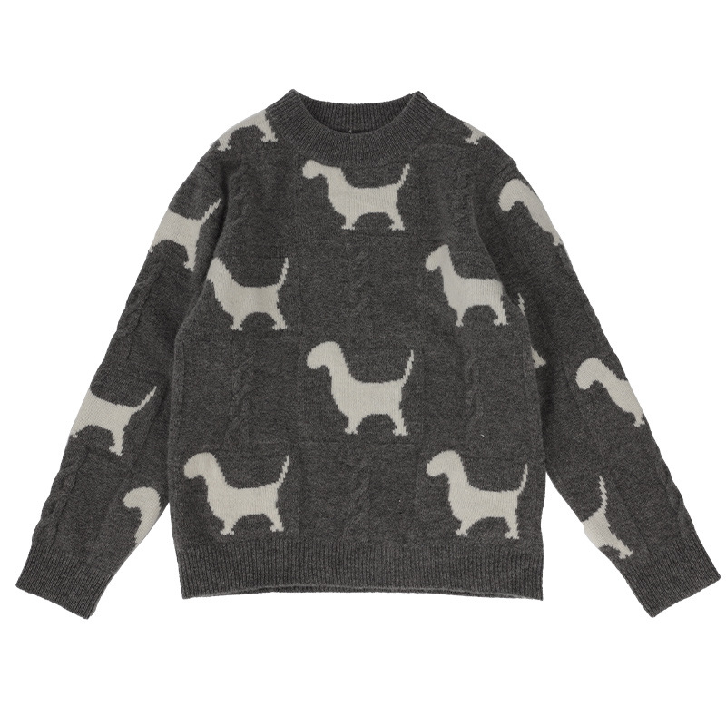 Bērnu vilnas džemperis korejiešu stilā, apaļu kakla, garas piedurknes, vienkrāsains raksts, 3–8 gadiem, ziema
