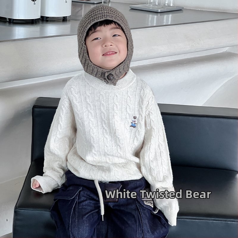 Bērnu vilnas džemperis korejiešu stilā, apaļu kakla, garas piedurknes, vienkrāsains raksts, 3–8 gadiem, ziema