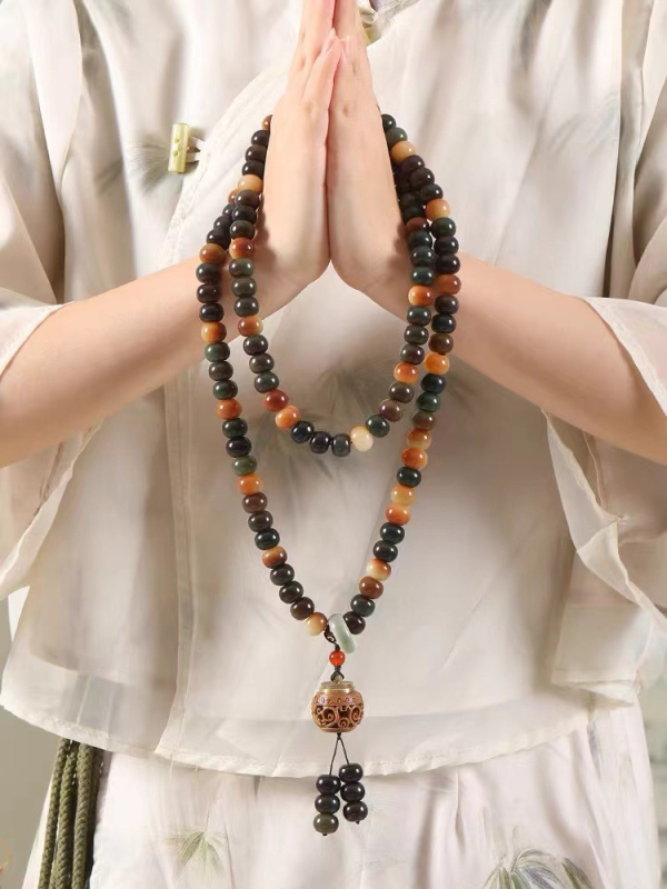 108 Bodhi sēklu rokassprādze, etniskā stila, dabiska un pulēta ražošana, daļēji roku darbs un daļēji mehāniska