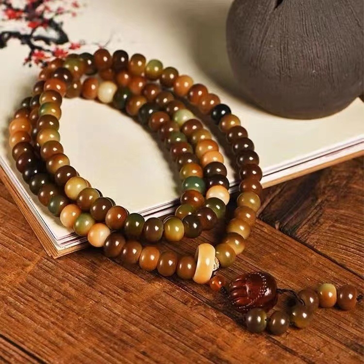 108 Bodhi sēklu rokassprādze, etniskā stila, dabiska un pulēta ražošana, daļēji roku darbs un daļēji mehāniska