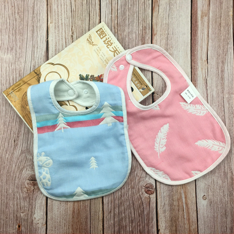 U formas zīdaiņu ēdināšanas bib, 100% kokvilna, absorbējošs, cartoon raksts, piemērots 0–3 gadiem