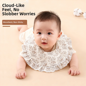 Bērnu lakatiņš ar mežģīni, 6 slāņu kokvilnas gáze, ūdensizturīgs, bērniem 0–1 gads, Elegant