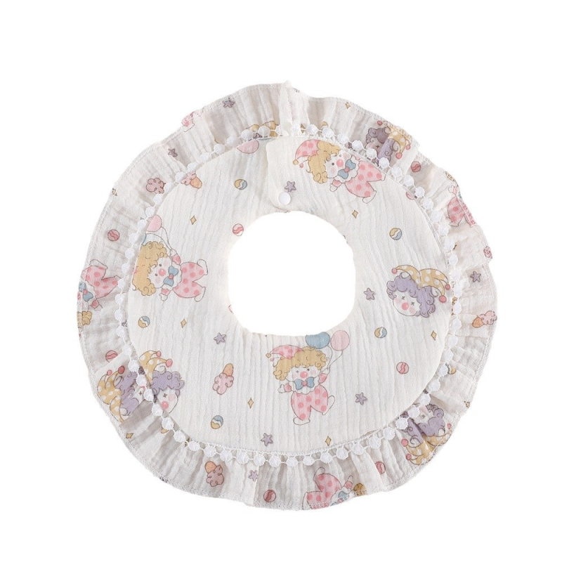 Bērnu lakatiņš ar mežģīni, 6 slāņu kokvilnas gáze, ūdensizturīgs, bērniem 0–1 gads, Elegant