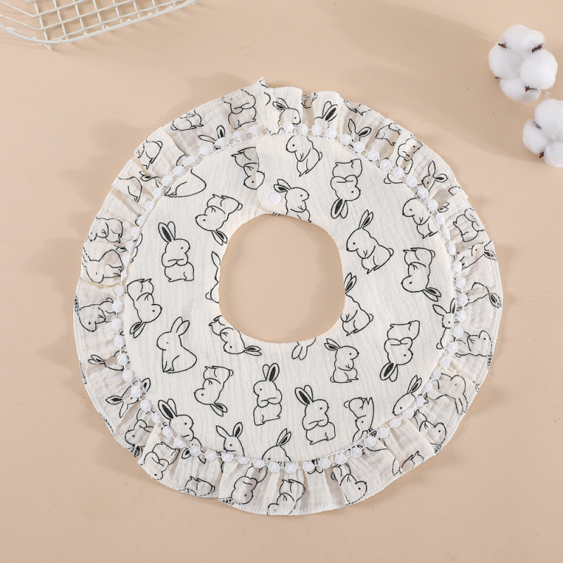 Bērnu lakatiņš ar mežģīni, 6 slāņu kokvilnas gáze, ūdensizturīgs, bērniem 0–1 gads, Elegant