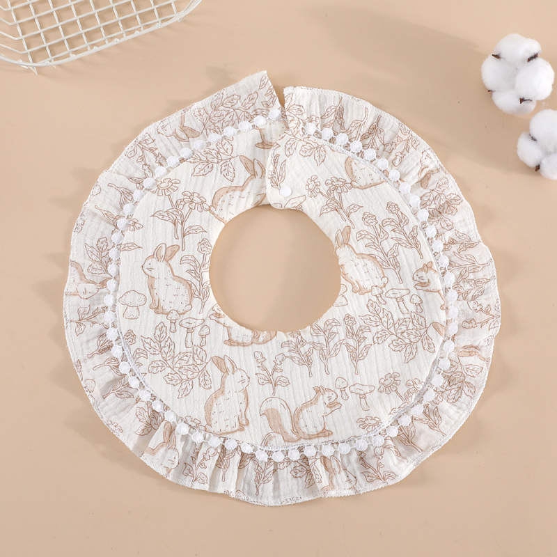 Bērnu lakatiņš ar mežģīni, 6 slāņu kokvilnas gáze, ūdensizturīgs, bērniem 0–1 gads, Elegant