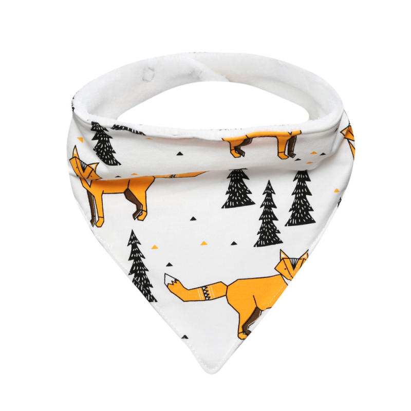 Zīdaiņu trīsstūrveida lūdzi ar divām aizdēmēm, kokvilna, uzsūcoša, zīmējums ar dzīvniekiem/animācijām, piemērots zīdaiņiem un bērniem līdz 3 gadu vecumam