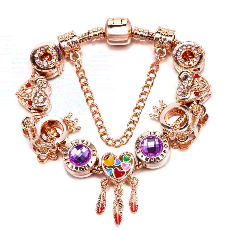 Sieviešu rokassprādze no sakausējuma, sirdsformas, elektroplakēts pārklājums, svaigs un salds stils, kā tūrisma suvenīrs