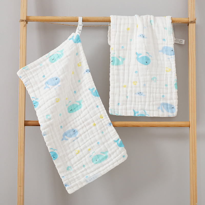 Baba hat rétegű pamut géz törlőkendő karikatúra mintával, nyomtatott logóval, súlya kevesebb mint 50 g