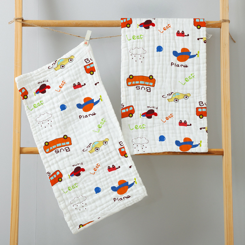 Baba hat rétegű pamut géz törlőkendő karikatúra mintával, nyomtatott logóval, súlya kevesebb mint 50 g