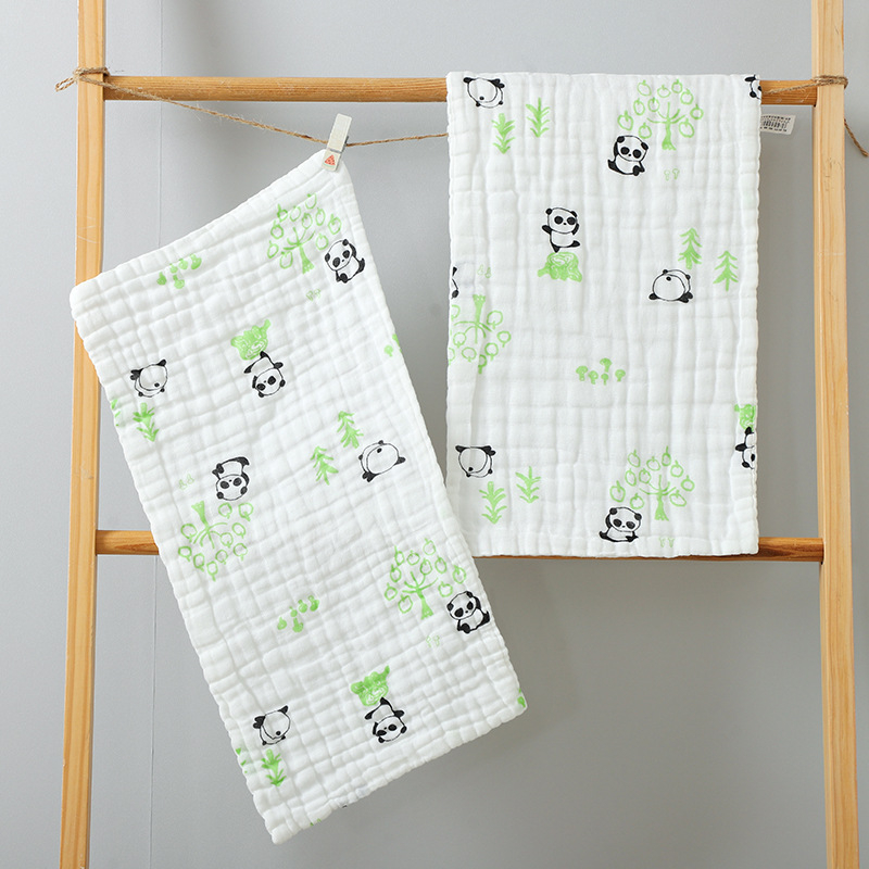 Baba hat rétegű pamut géz törlőkendő karikatúra mintával, nyomtatott logóval, súlya kevesebb mint 50 g