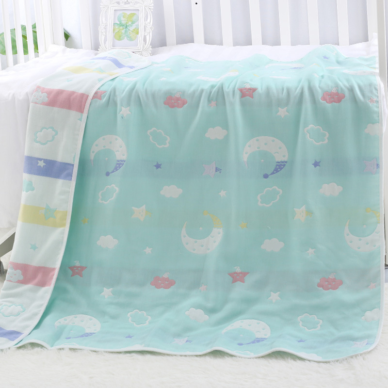 Gyerekeknek szóló hatrétegű géz törölköző 100% pamutból, Jacquard szövés, >500 g, logóval testre szabható, rajzfilm mintázat