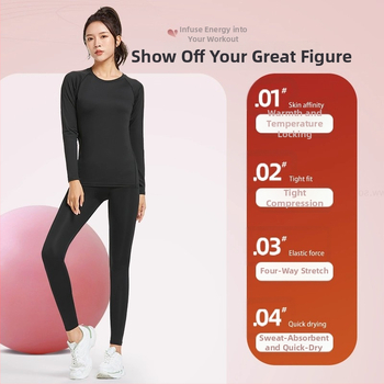 Moterų žiemos terminis slidinėjimo komplektas – spaudiniai, ilgomis rankovėmis, apvalus kaklas, be pamušalo, poliesteris 91–95%, viršus ir apatiniai