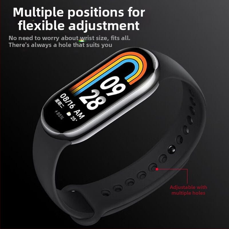 Náhradný pás pre Xiaomi Mi Band 9/8 – NFC verzia, plastový pás, módny štýl, prispôsobiteľná šírka pásu