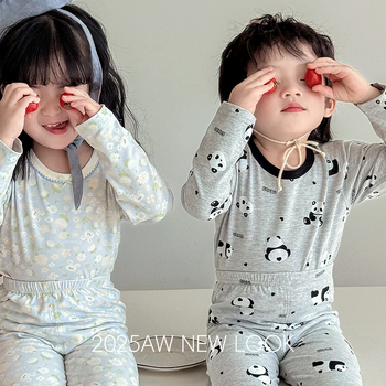 Bērnu divdaļīgs kokvilnas komplekts: garais top ar garām piedurknēm un bikses, universāls, 95% kokvilna, vecuma 3–8 gadi, ikdienas mājas apģērbs, raksti: svītras, kvadrāti, karikatūras