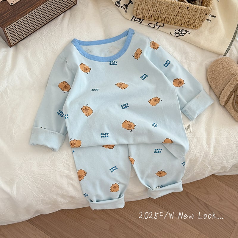 Bērnu divdaļīgs kokvilnas komplekts: garais top ar garām piedurknēm un bikses, universāls, 95% kokvilna, vecuma 3–8 gadi, ikdienas mājas apģērbs, raksti: svītras, kvadrāti, karikatūras