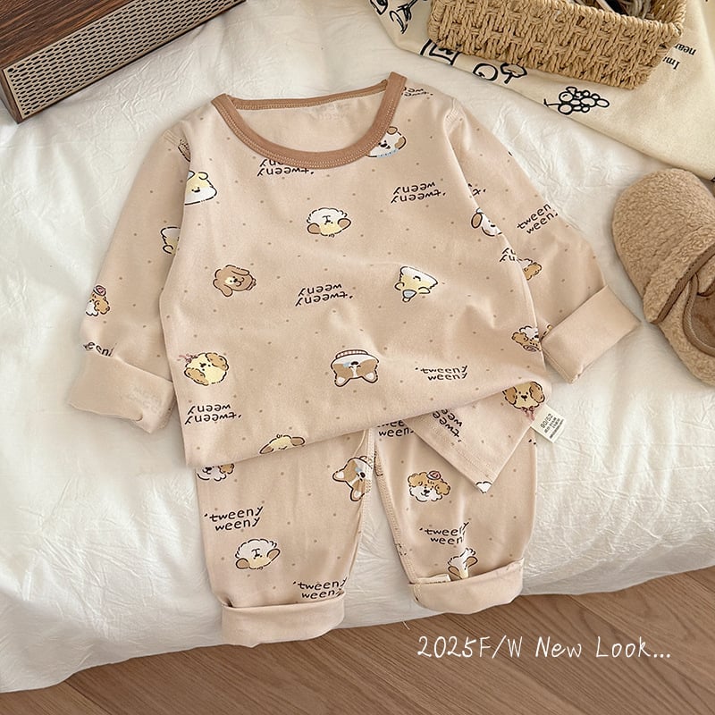 Bērnu divdaļīgs kokvilnas komplekts: garais top ar garām piedurknēm un bikses, universāls, 95% kokvilna, vecuma 3–8 gadi, ikdienas mājas apģērbs, raksti: svītras, kvadrāti, karikatūras