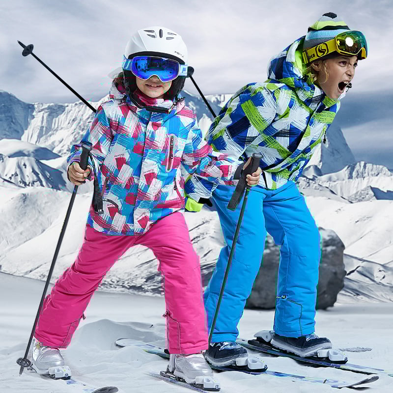 Coolo Star Set ski pentru copii unisex – țesătură Taslon, impermeabilitate 5000, umplutură din bumbac, căptușeală Ultrafine Shake Grain