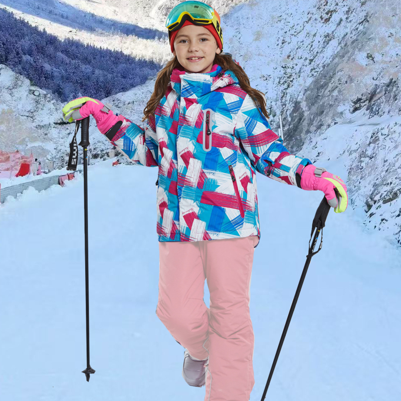 Coolo Star Set ski pentru copii unisex – țesătură Taslon, impermeabilitate 5000, umplutură din bumbac, căptușeală Ultrafine Shake Grain