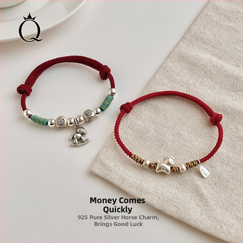 S925 virvelinės apyrankės - 2026 m. zodiako metai, rankų darbo, unisex, nacionalinio stiliaus