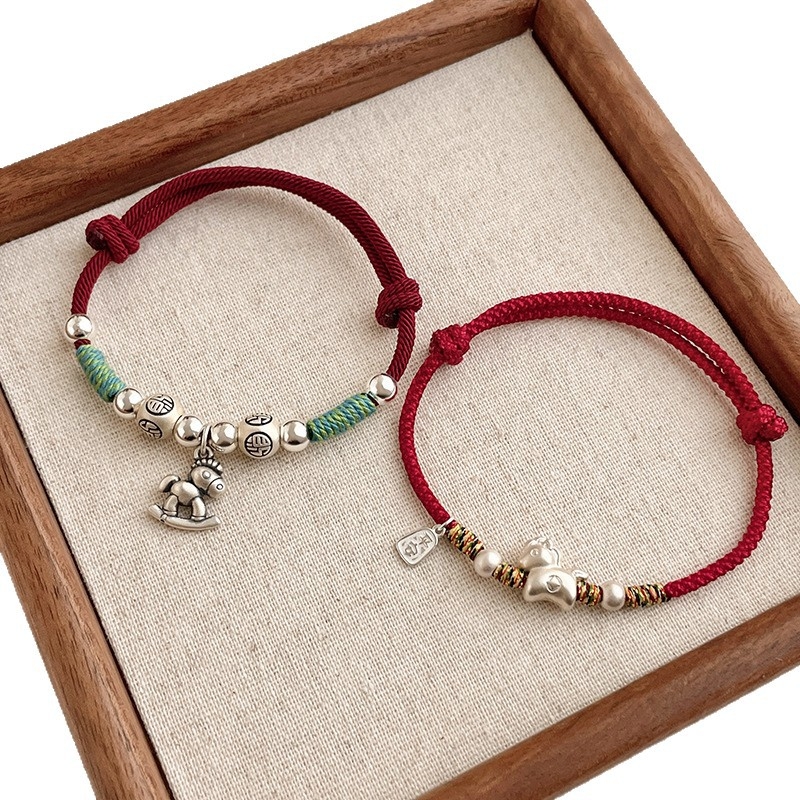 S925 virvelinės apyrankės - 2026 m. zodiako metai, rankų darbo, unisex, nacionalinio stiliaus