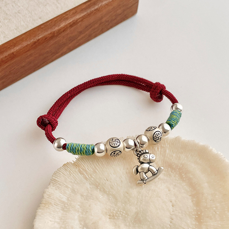 S925 virvelinės apyrankės - 2026 m. zodiako metai, rankų darbo, unisex, nacionalinio stiliaus