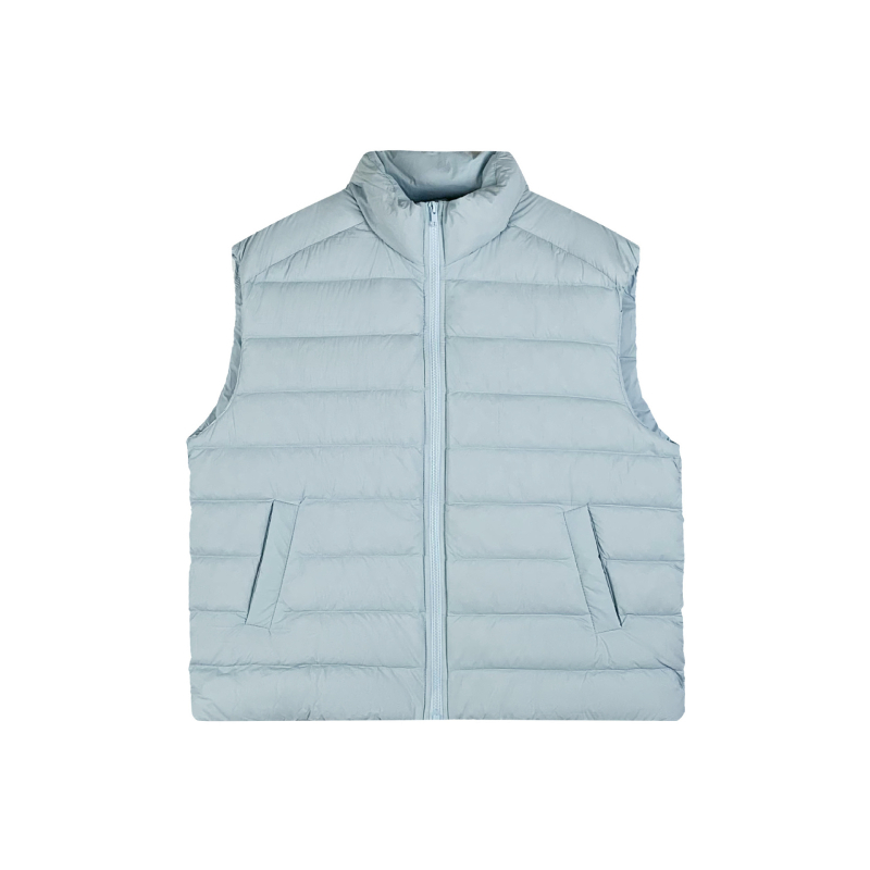 Sieviešu pūkve veste – kaču pūkas 86–90%, neilona audums, augsta apkakle, rāvējslēdzējs