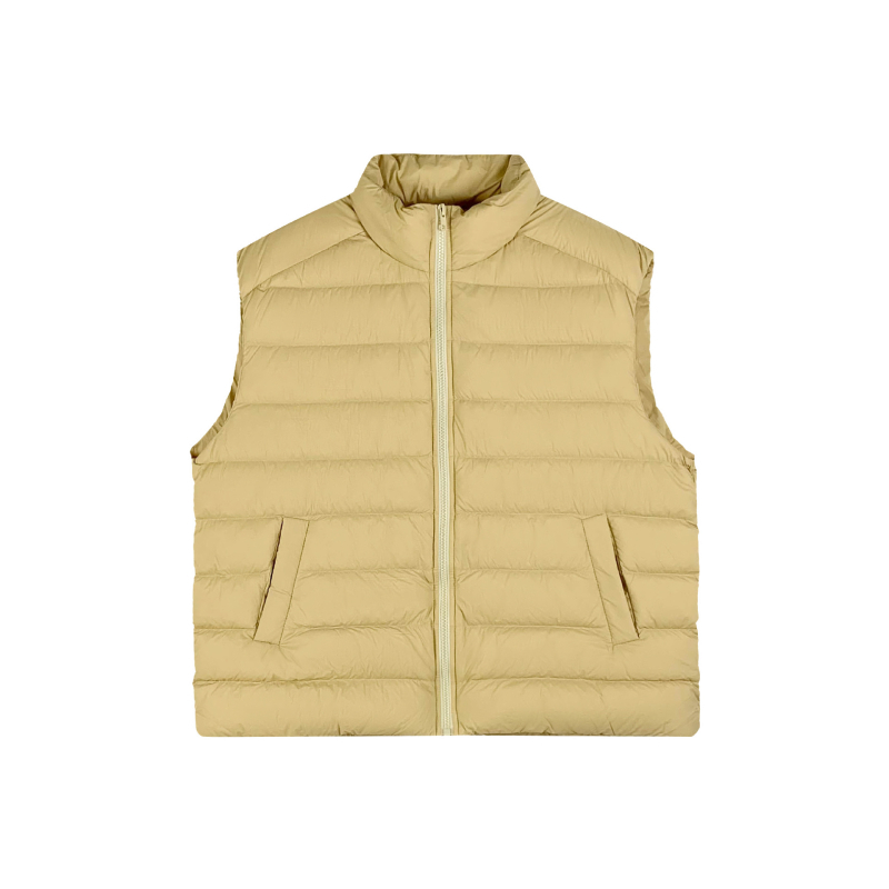 Sieviešu pūkve veste – kaču pūkas 86–90%, neilona audums, augsta apkakle, rāvējslēdzējs