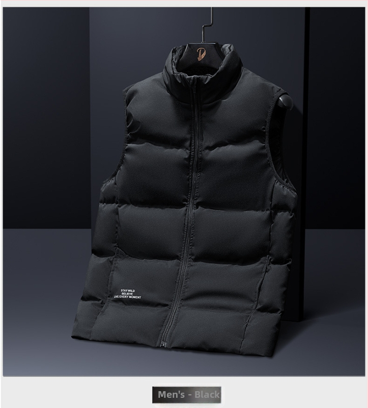 UNISEX dūnu veste ar augstu apkakli, balto pīļu dūnu pildījums, dūnu saturs 46–50%, rudens–ziemas