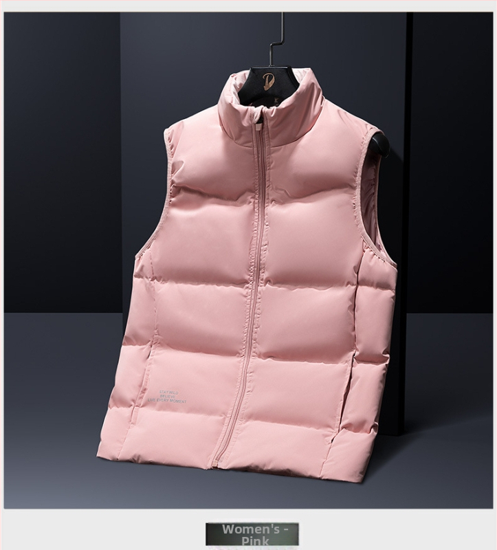 UNISEX dūnu veste ar augstu apkakli, balto pīļu dūnu pildījums, dūnu saturs 46–50%, rudens–ziemas