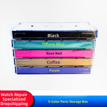 Pulksteņu labošanas instrumentu komplekts un detaļu uzglabāšanas kārba, zhilan, ABS plastmasa, 5 komplekti, pulksteņu detaļu kastīte, mājas lietošanai, vidējā sistēma