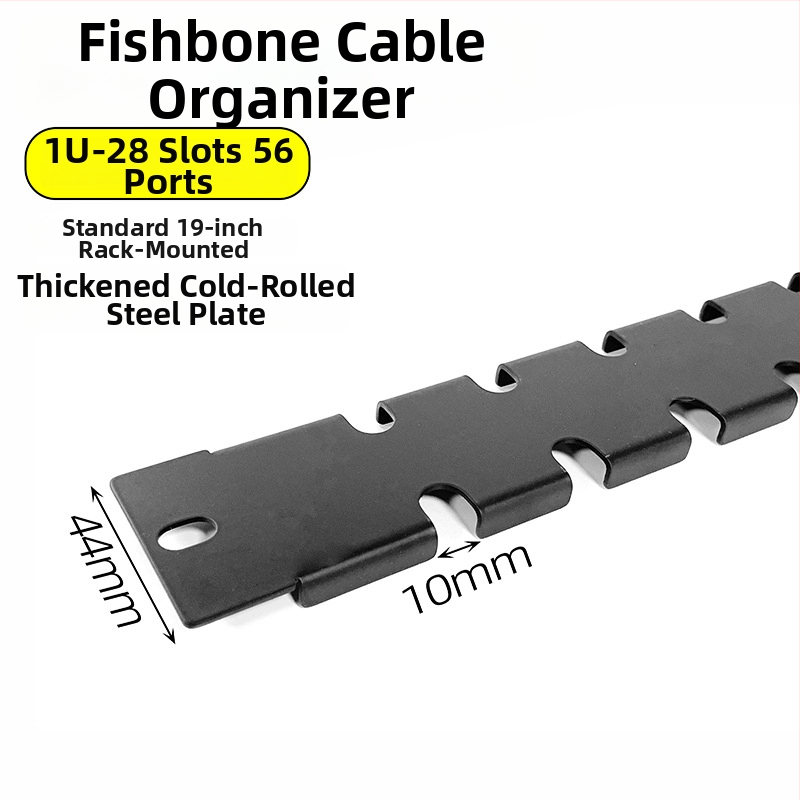 Panel pre správu káblov v skrini, 28 priečok a 56 portov, doska s dizajnom rybej kosti