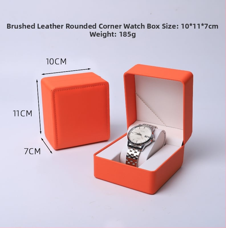 PU ādas pulksteņa kastīte ar noapaļotiem stūriem, iekšējais nodalījums, atverams vāciņš, juvelierizstrādājumu iepakojums