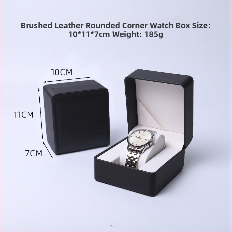 PU ādas pulksteņa kastīte ar noapaļotiem stūriem, iekšējais nodalījums, atverams vāciņš, juvelierizstrādājumu iepakojums