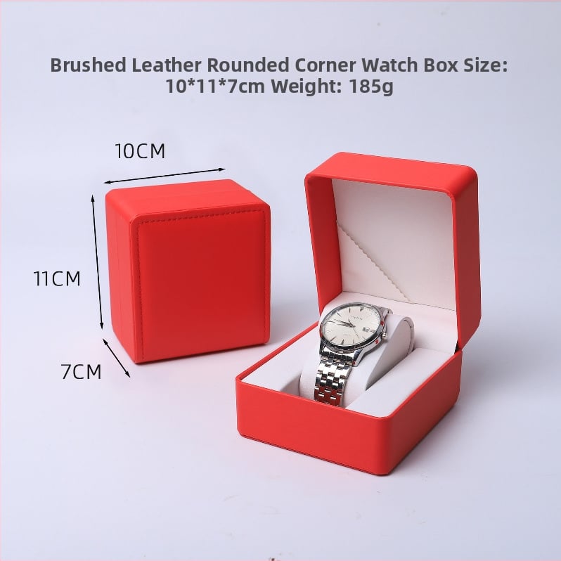 PU ādas pulksteņa kastīte ar noapaļotiem stūriem, iekšējais nodalījums, atverams vāciņš, juvelierizstrādājumu iepakojums