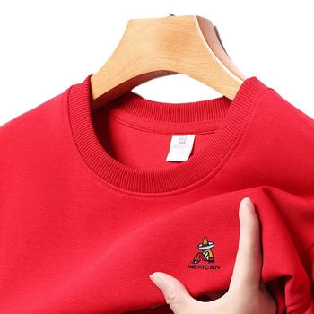 Ανδρικό βαμβακερό πουλόβερ με μακρύ μανίκι και στρογγυλή λαιμόκοψη, κέντημα για άνοιξη και φθινόπωρο